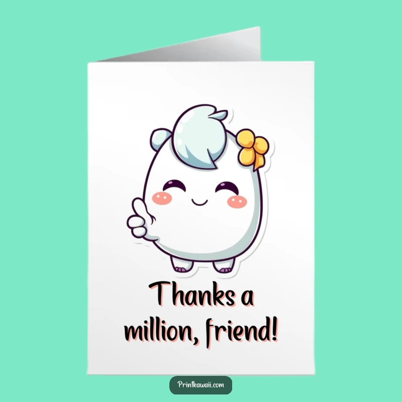 Free Printable Thank You Card: Sweet Thumbs Up Character, Heartfelt & Funny