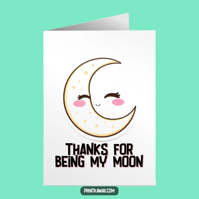 Free Printable Thank You Card: Winking Moon Character Funny Downloadable Gift