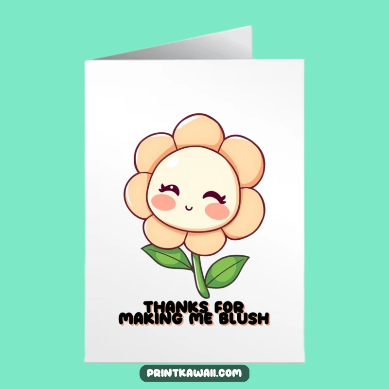 Free Printable Thank You Card: Blushing Flower Funny Downloadable Gift