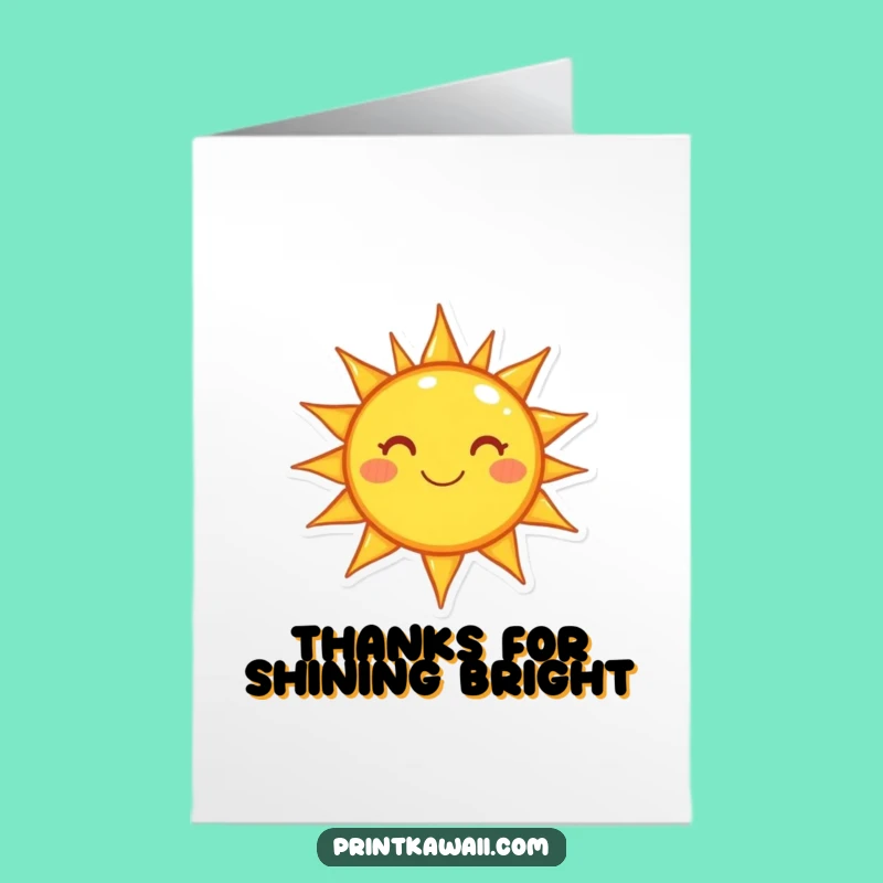Free Printable Thank You Card: Happy Sun, Grateful Rays, Downloadable Appreciation