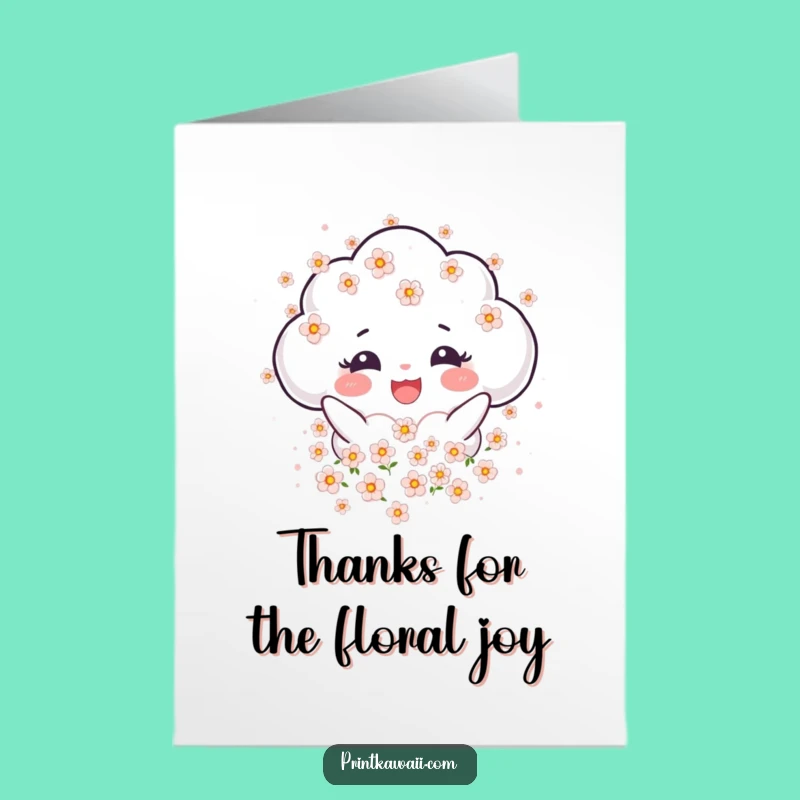 Free Printable Thank You Card: Cloud of Flowers, Grateful & Funny Downloadable!