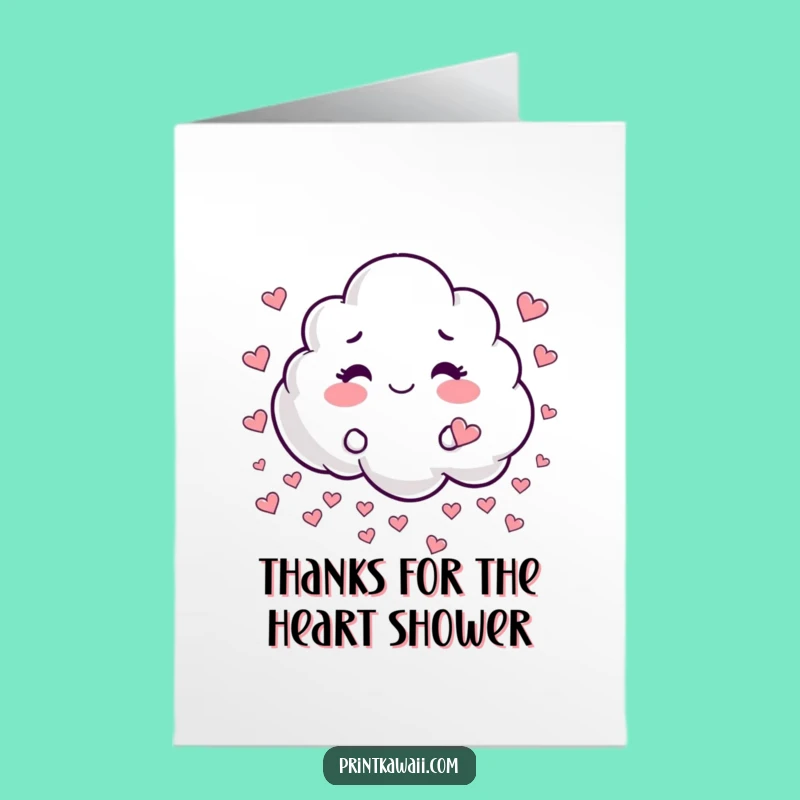 Funny Free Printable Thank You Card: Heart Rain Cloud for a Sweet Downloadable Gift