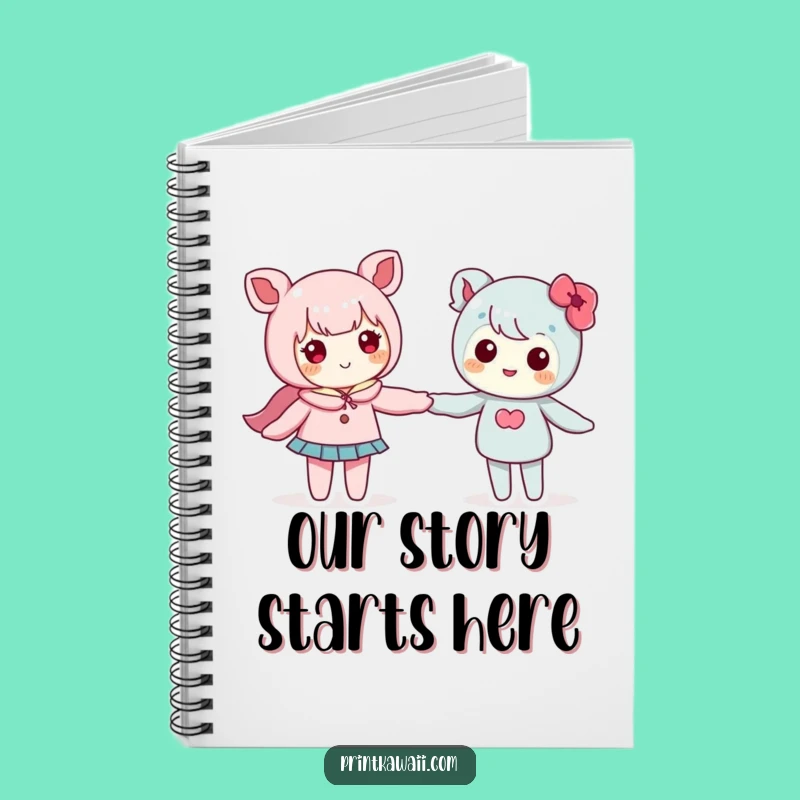 Funny Friendship Notebook: Cute Kawaii Duo Holding Hands Journal