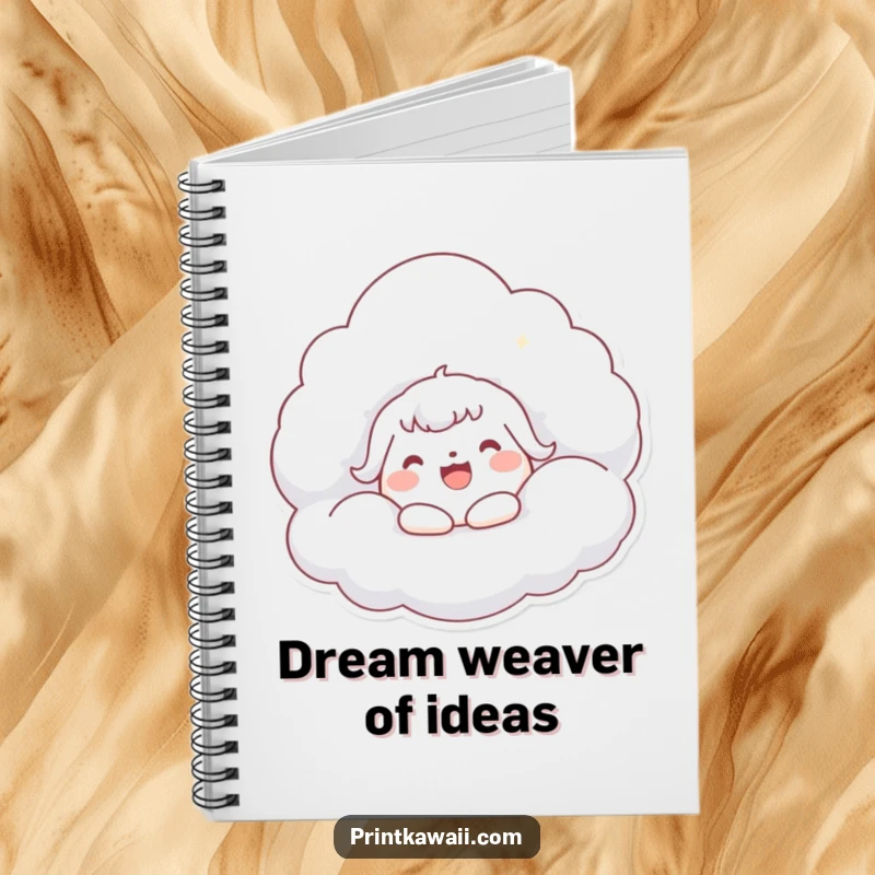 Funny Kawaii Cloud Hug Notebook: Cute character holding a fluffy cloud, perfect for journaling happy thoughts.