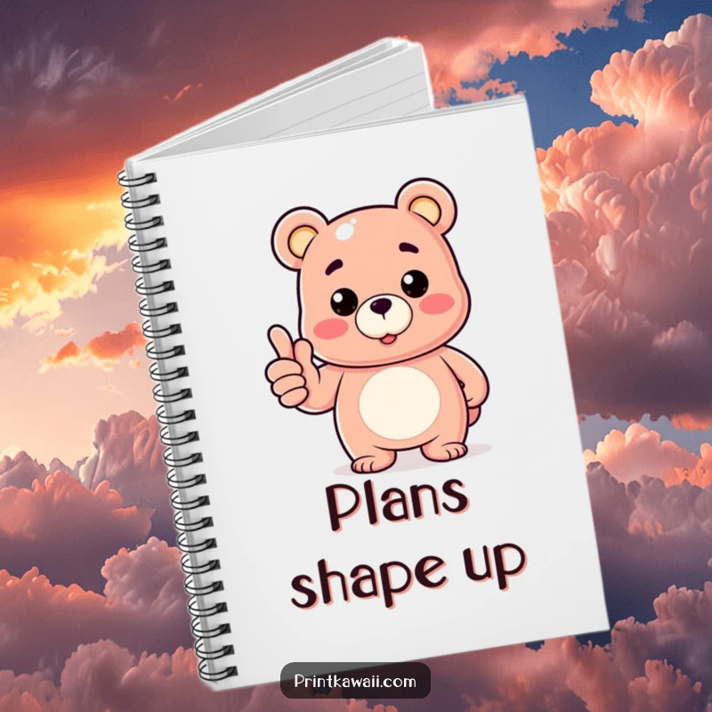 Funny notebook with a gummy bear giving a thumbs up on the cover, ideal for jotting down positive thoughts and ideas.