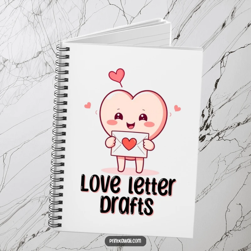Funny Notebook: A smiling heart character receives a love letter, perfect for journaling love and happy thoughts.