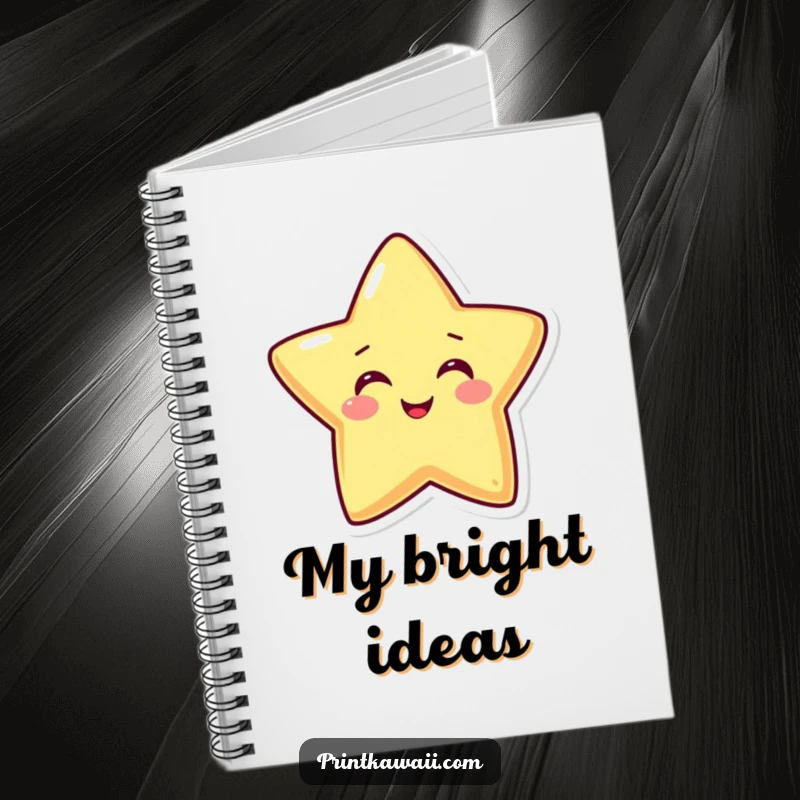 Funny notebook cover with a beaming star character spreading happiness, perfect for journaling, notes, and capturing bright ideas.