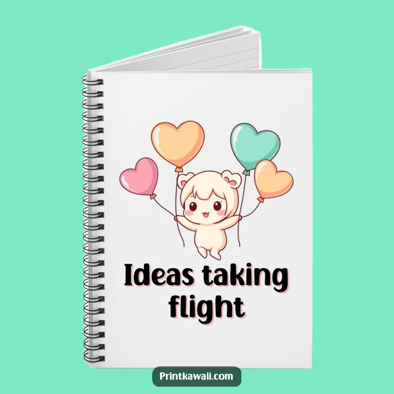 Funny Floating Notebook: Cute Kawaii Character's Heart Balloon Ideas