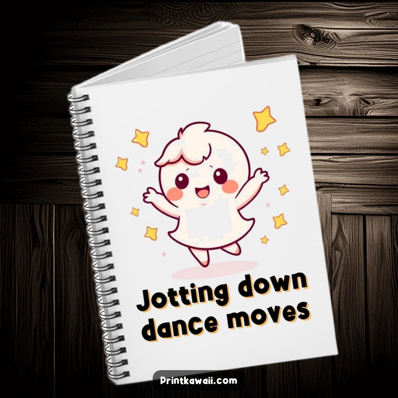 Funny Kawaii Dance Notebook: Cute character dancing with stars, perfect for journaling happy ideas.