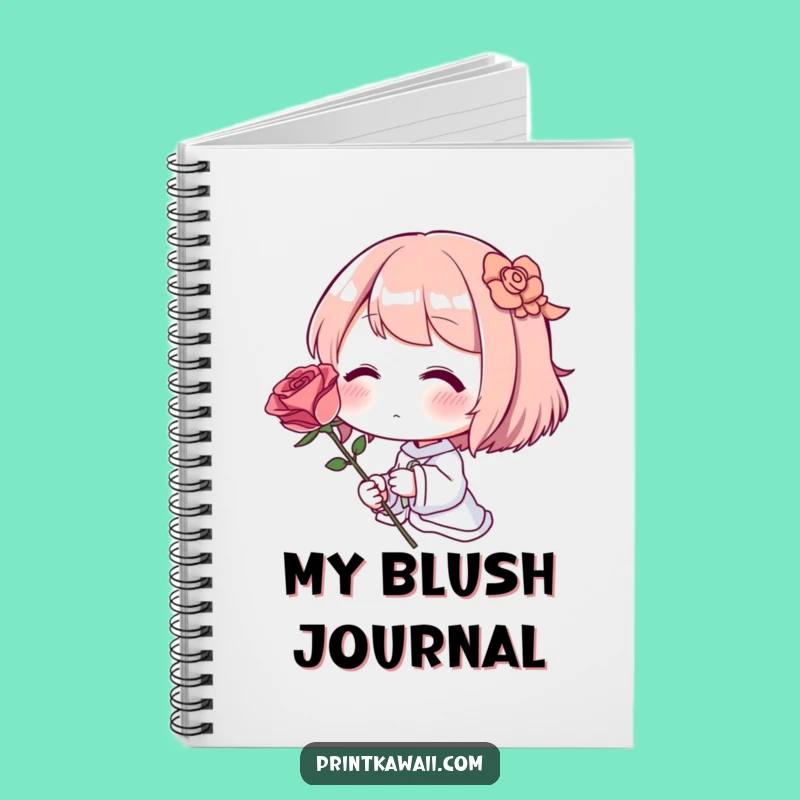 Funny Love Journal Notebook: Blushing Character & Rose, Perfect for Notes