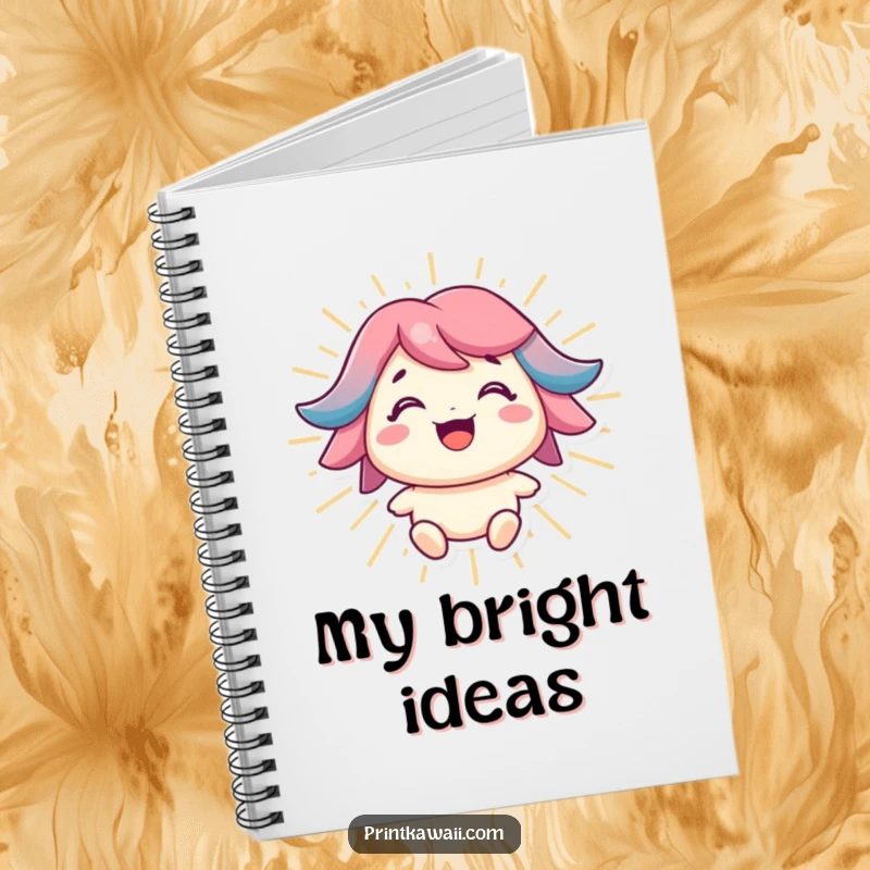Funny notebook cover featuring a character with a bright smile radiating positive energy, perfect for jotting optimistic ideas.
