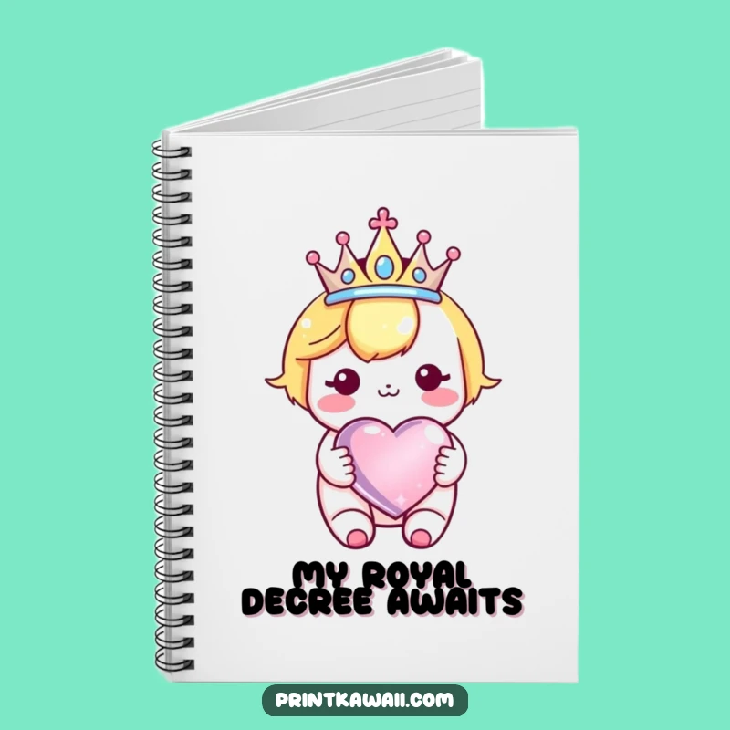 Funny Kawaii Crown Heart Notebook: Royal Character Journal, Perfect Funny Gift