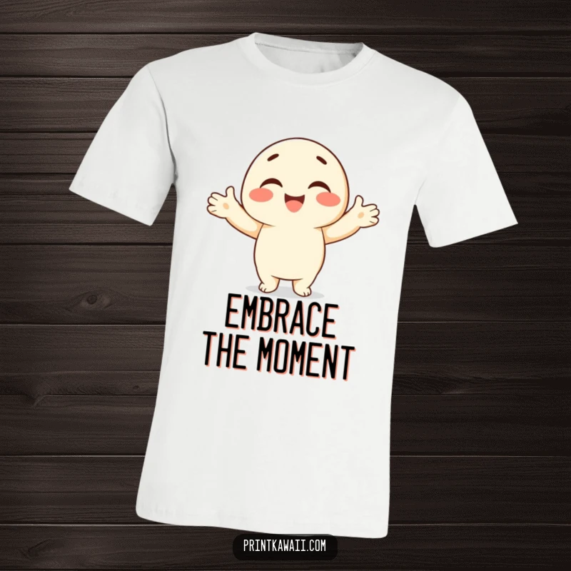 Funny t-shirt featuring a smiling character with open arms, ready to give a warm and inviting embrace.