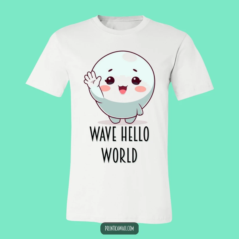 Funny Cute Character T-Shirt: Adorable Waving Design for Everyday Fun