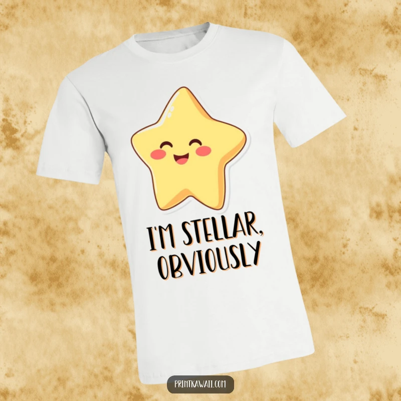 Funny T-Shirt with a smiling star character exuding happiness, perfect for spreading positivity and making a bright statement.