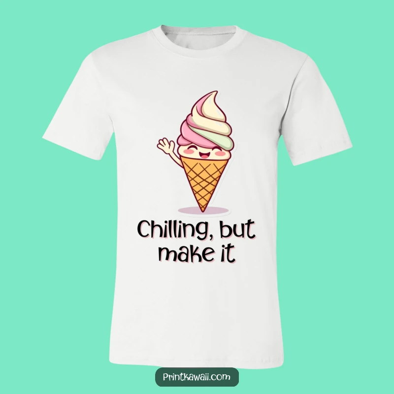 Funny Ice Cream T-Shirt: Giggling Cone Waving, Sweet Style Gift
