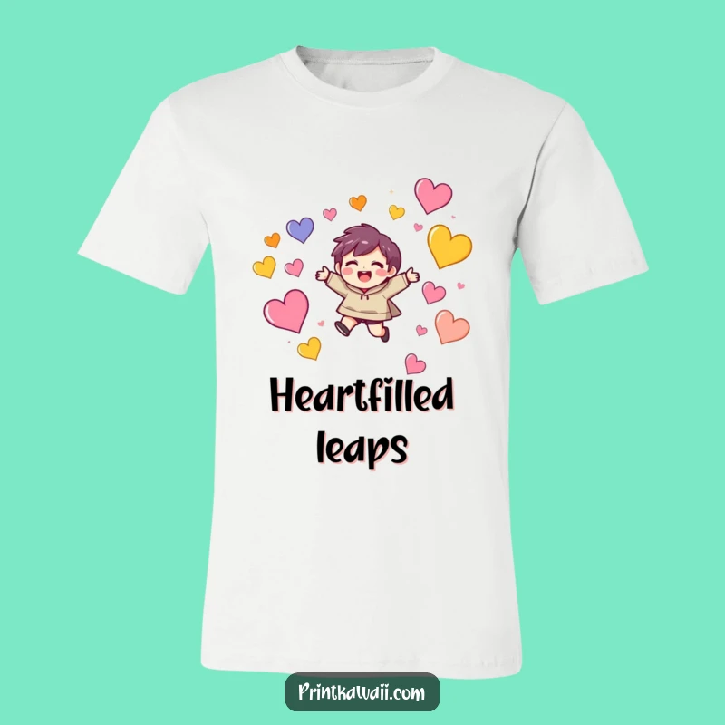 Funny Heart Leap T-Shirt: Delighted Character's Joy - Hilarious Funny Gift