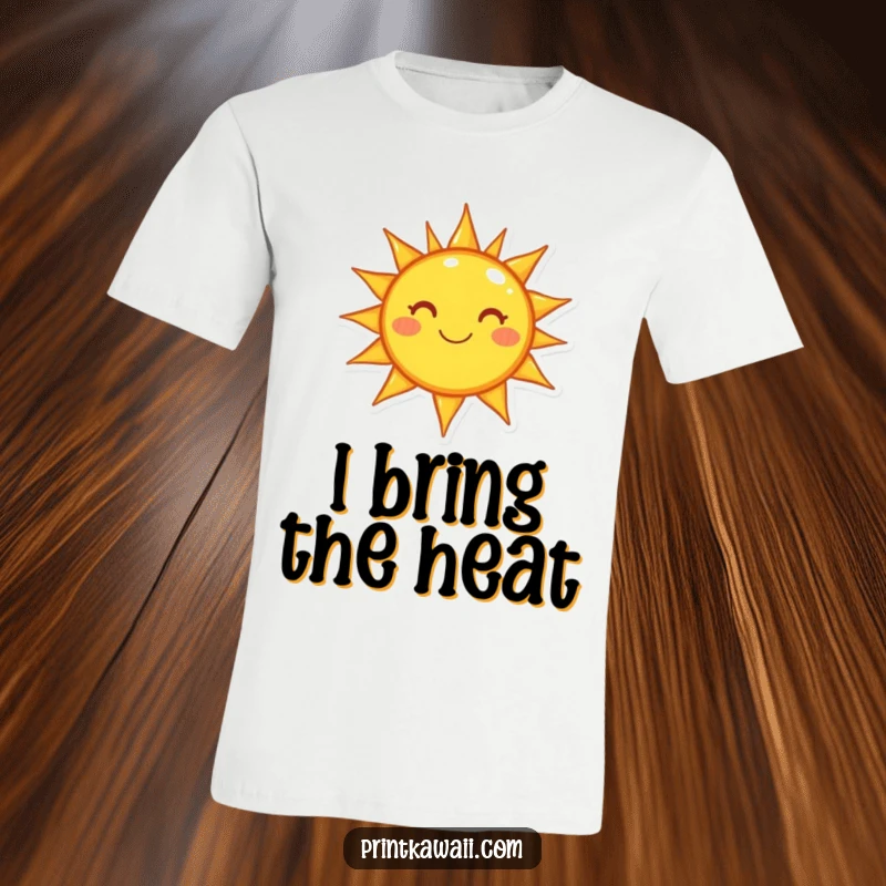 Funny t-shirt with a smiling sun character shining brightly, illustrating pure joy and optimism in a fun design.