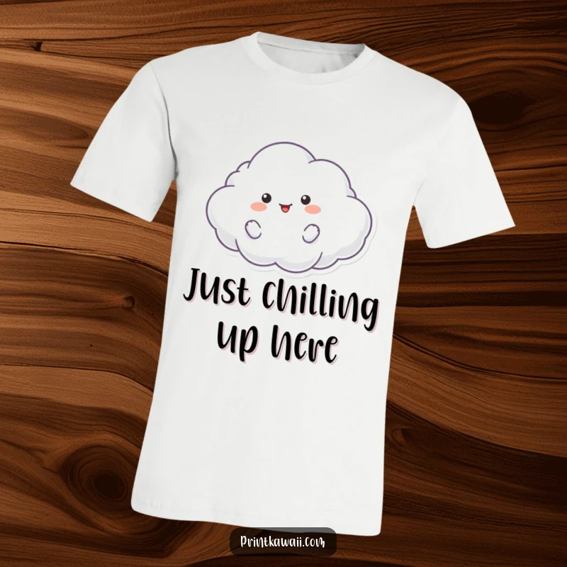 Funny t-shirt showcasing a fluffy cloud character drifting playfully, designed for those who love a touch of whimsy.