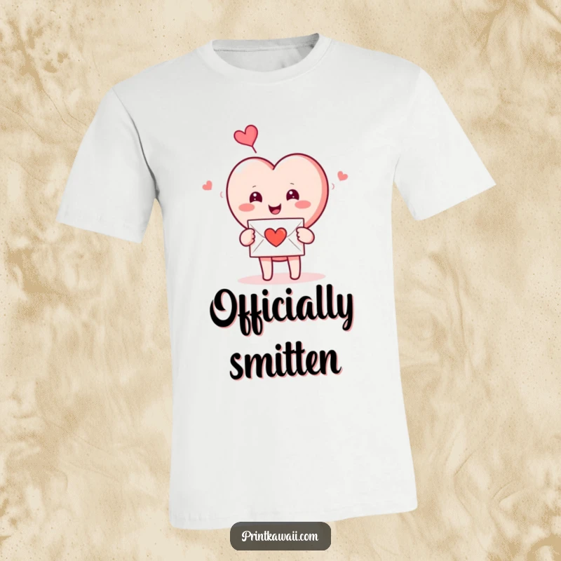 Funny T-Shirt: A smiling heart character happily receives a love letter, conveying warmth and humorous affection.