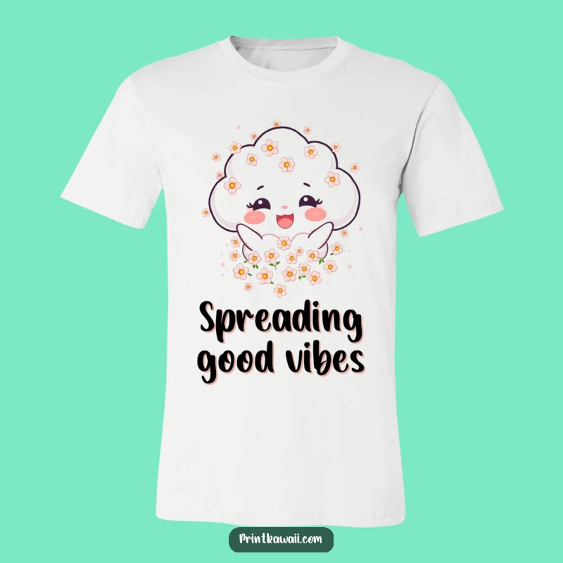 Funny Blooming Cloud T-Shirt: Joyful Cloud Character Tee for Sweet Vibes