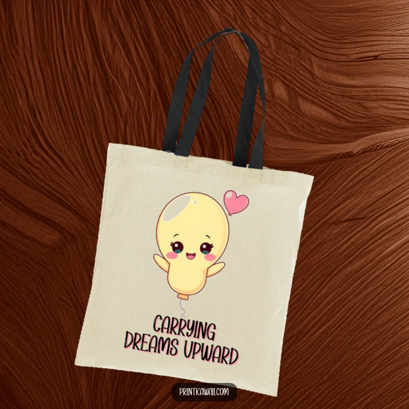 Funny Pastel Balloon Tote Bag: Featuring a cheerful pastel balloon character floating happily, this bag is perfect for carrying your joys.