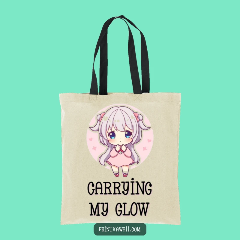 Funny Sweet Aura Tote Bag: Pink Glow Character, Stylish & Practical