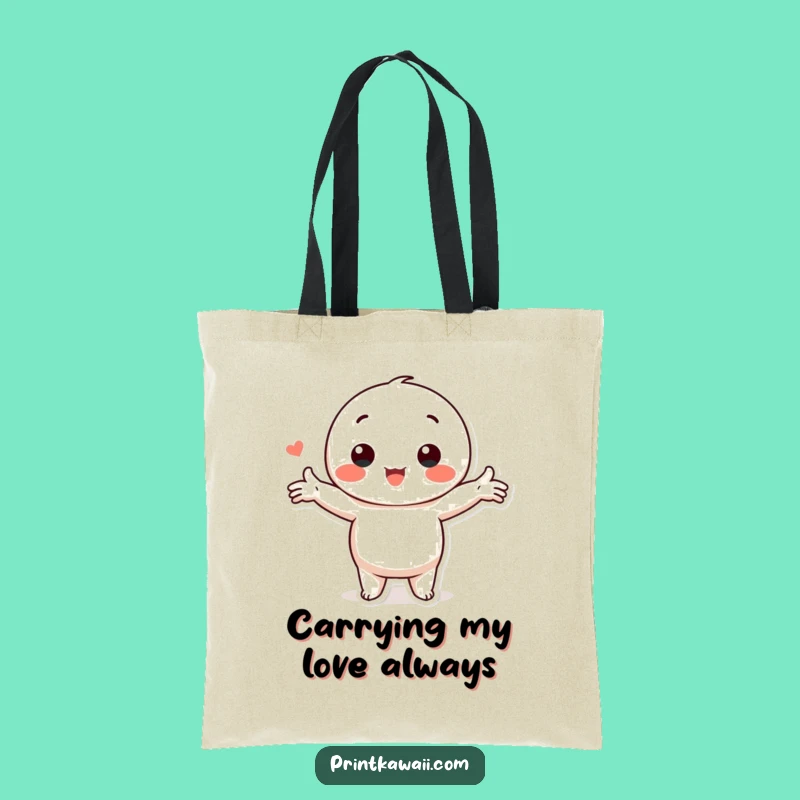 Funny Kawaii Love Tote Bag: Hugging Character Carry-all, Perfect Funny Gift