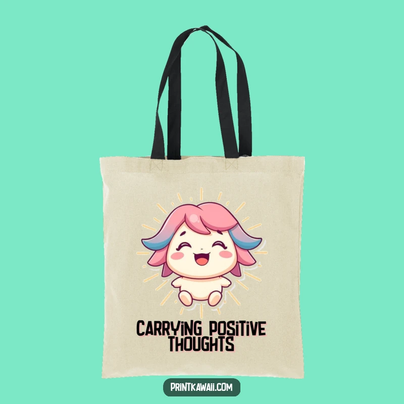 Funny Radiating Energy Tote Bag: Bright Character Accessory for Positivity