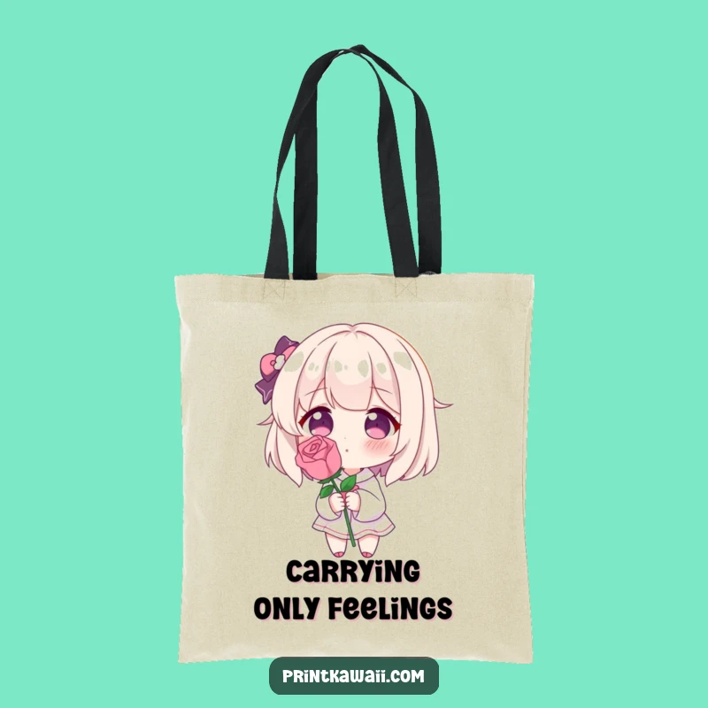 Funny Blushing Rose Tote Bag: Adorable Character Accessory, Perfect Shopping Funny Gift
