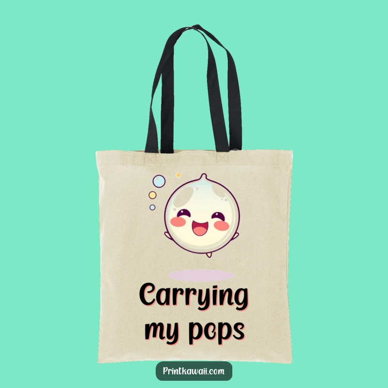 Funny Bubble Tote Bag: Happy Popping Character for Everyday Joy