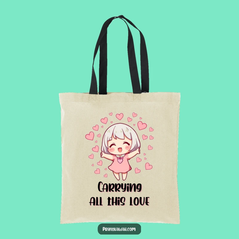 Funny Heart Carrier Tote Bag: Character Releasing Love, Stylish & Practical Gift