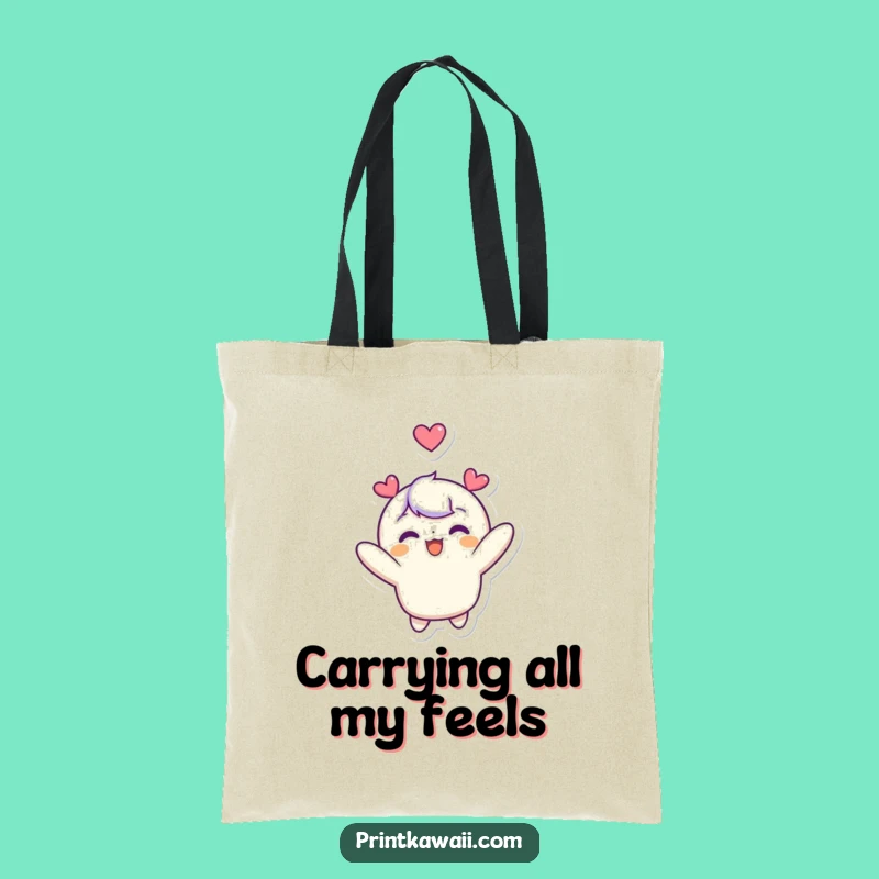 Funny Love Tote Bag: Cute Character Floats with Heart - Spacious Funny Gift Bag