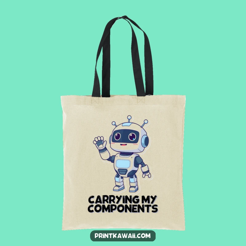 Funny Robot Waving Tote Bag: Carry Your Friendly Greetings