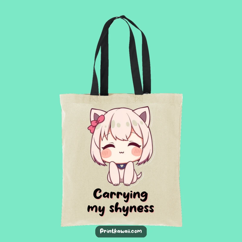 Funny Shy Blush Tote Bag: Carry Cuteness with a Gentle Smile