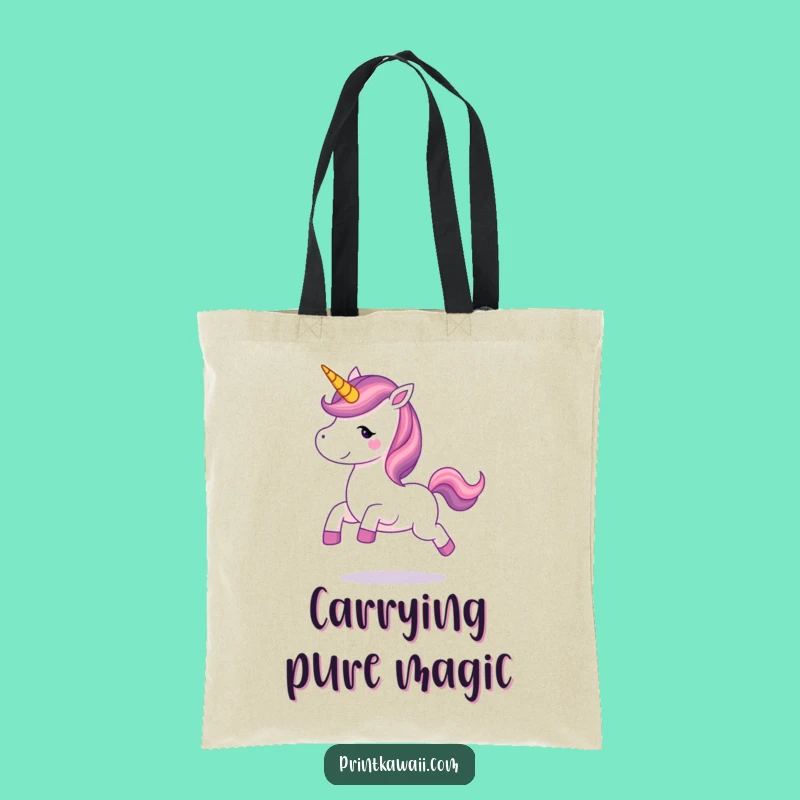 Funny Unicorn Prancing Tote Bag: Stylish Magical Accessory, Charming Humorous Gift