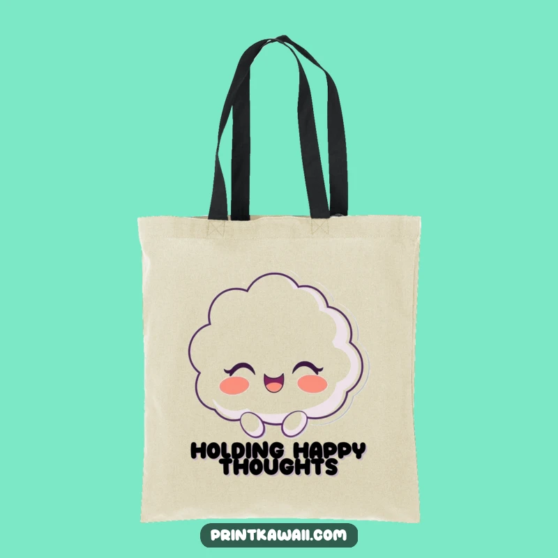 Funny Tote Bag: Giggling Cloud Character, Your Go-To Humorous Carryall